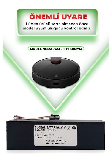Xiaomi Vacuum Mop Pro Batarya 3500mah Yüksek Kapasite