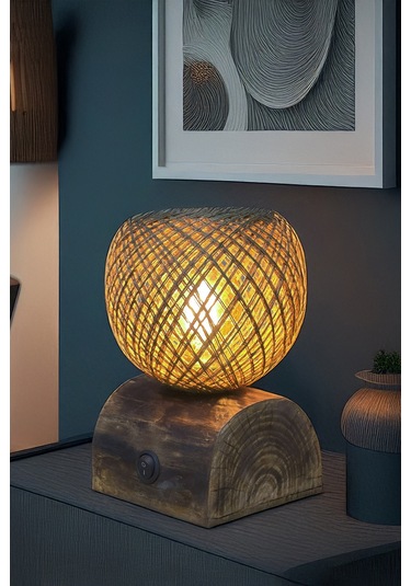 Dilim Ağaç Jüt Abajur Hasır Doğal İskandinav El Yapımı Ahşap Lambader Yatak Oturma Odası Rustik Ahşap