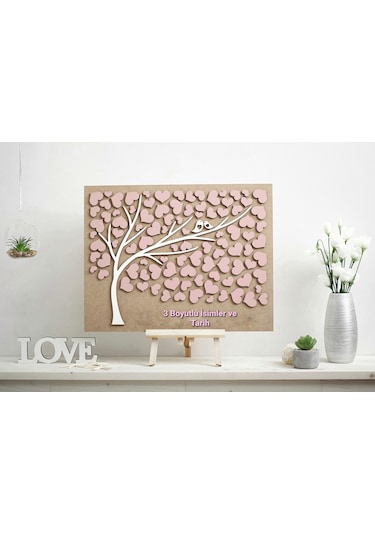 Hdrlazerdizayn Ahşap 3 Boyutlu Ağaç Model Anı Defteri Pano