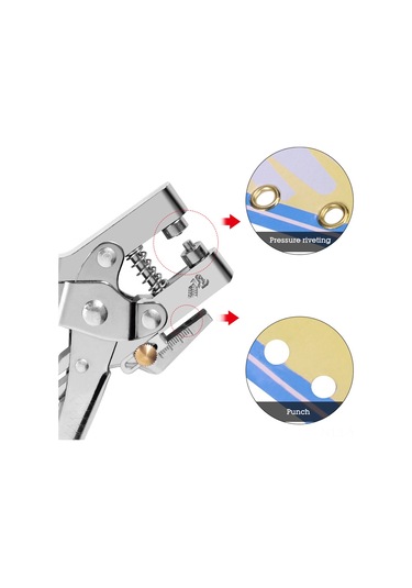 Yifomall Çok Fonksiyonlu Delik Açma Pensesi, 100 Adet Metal Halka İle Deri Ve Kumaşlar İçin El Tipi Zımba Makinesi Gümüş