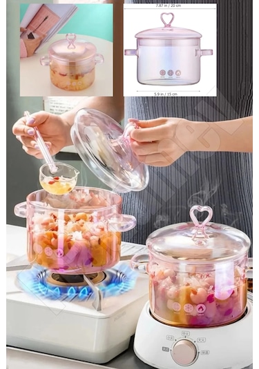 Madamev 2li Borosilikat Cam Tencere Isıya Dayanıklı Termisil 1500