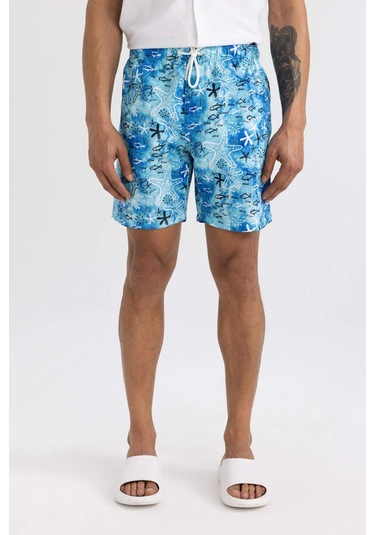 Defacto Regular Fit Desenli File Astarlı Kısa Boy Deniz Şortu B7631AX24HSTR111