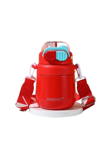 316 Paslanmaz Çelik Termos Kupa Büyük Göbek Kupası Taşınabilir Su Bardağı Üniversite Öğrencisi Saman İle Büyük Kapasiteli Bardak Etqjvt Kırmızı