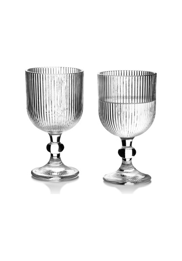 Lucca Zarif Çizgili Ayaklı 4'lü Cam Bardak Seti - 260 Ml