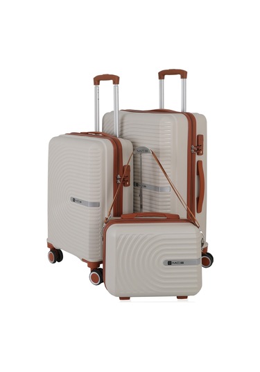 Mçs Polipropilen 3lü Valiz Seti Orta & Kabin & Makyaj V374 S24sy1000080-set 11139 Kemik/kahverengi Kemik - Kahverengi