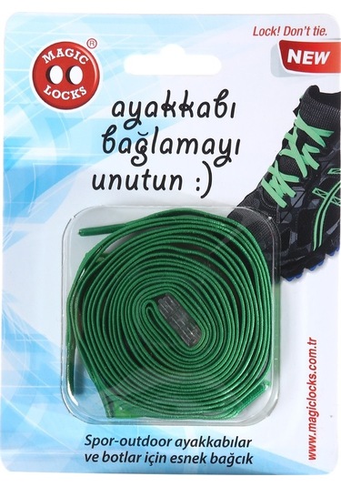 Magic Locks Akılı Elastik Yassı Bağcık-Yeşil Yeşil