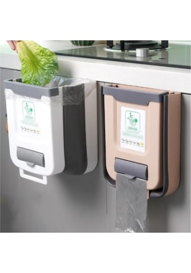 Zhlhome Katlanabilir Mutfak Çöp Kovası Torba Hazneli Beyaz