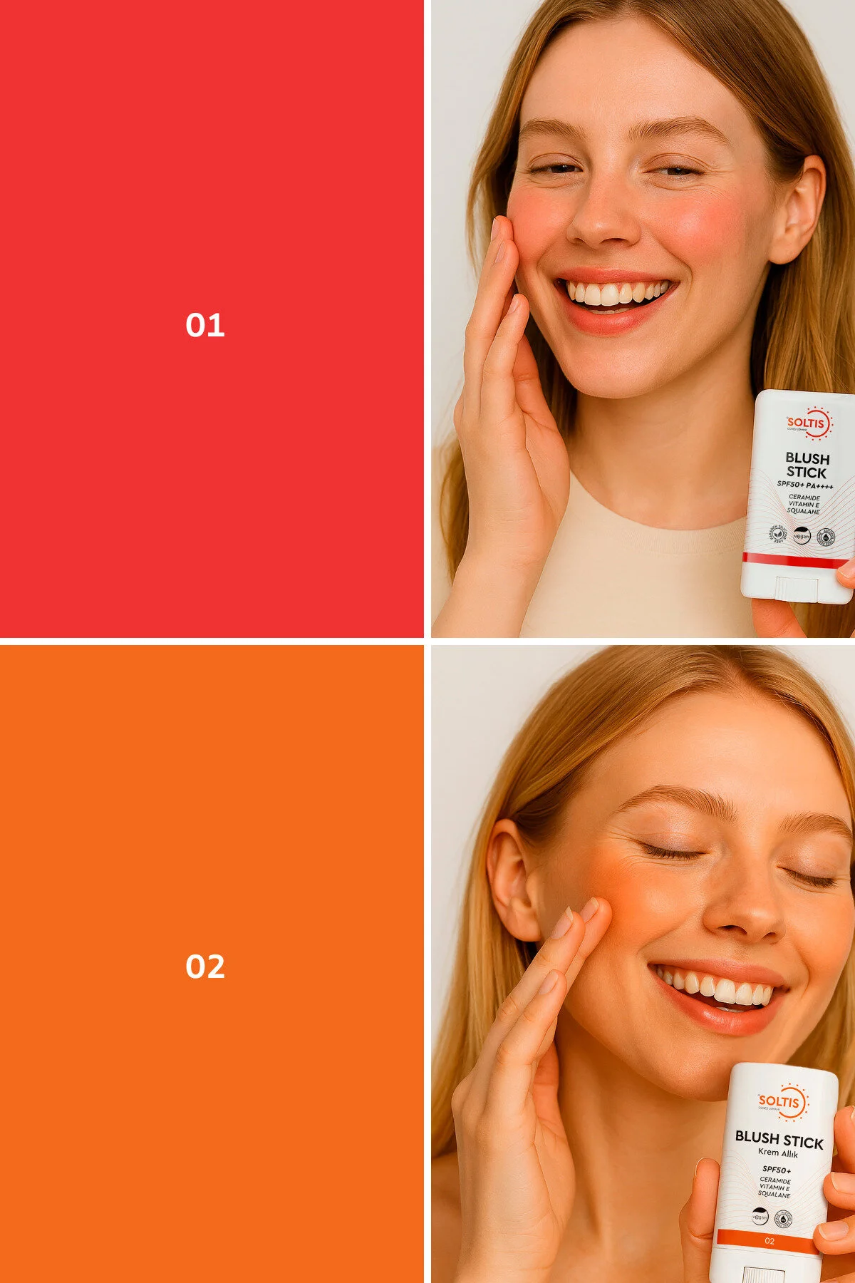 Soltis Nemlendirici Stick Allık Spf50+ Şeftali Tonu 02, 15 Gr 02