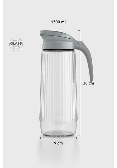 Renga Beluga 1500 Ml Gravürlü Cam Sürahi 111021 Gri