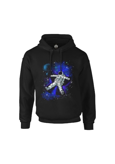 Dreams In Space Siyah Erkek Fermuarsız Kapşonlu