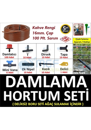 100mt. Kahverengi Deliksiz Damlama Sulama Borusu Malzemeleri