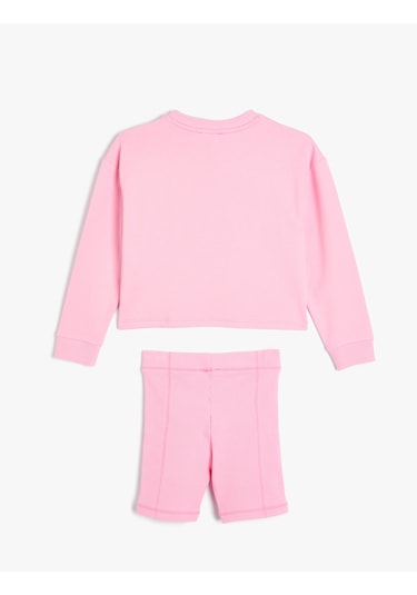 Koton Sweatshirt Ve Şort Seti İkili Pamuklu Pembe 4skg10180ak Pembe