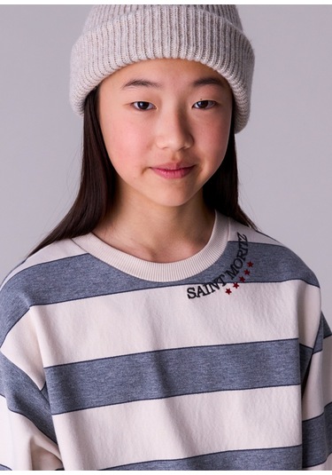 Mayoral 7913-64 Kız Çocuk Gri Çizgili Elbise Gri