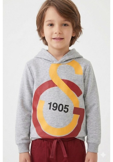 Galatasaray Lisanslı Büyük Logo Gri Çocuk Sweat