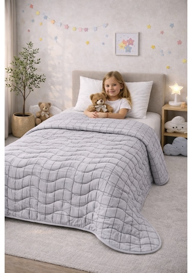 Laila Kapitone Pamuklu Tek Kişilik 160 X 230 Cm Pike Gri