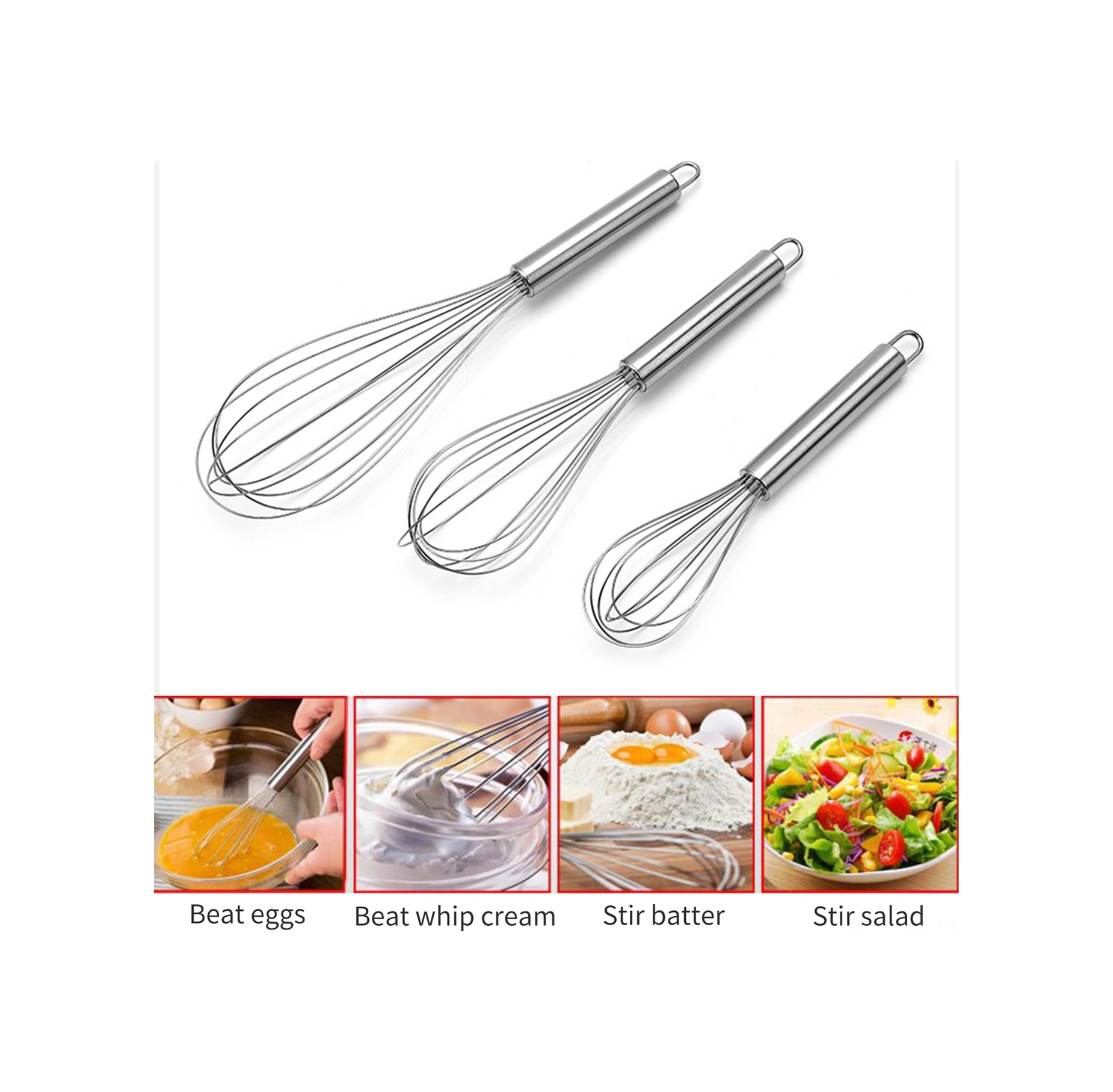 Kosona 10 İnç Paslanmaz Çelik Manuel Yumurta Çırpıcı - Ev Ve Restoran Mutfaklarda Yumurta, Krema Ve Sosu Kolayca Çırpma Aracı Diğer