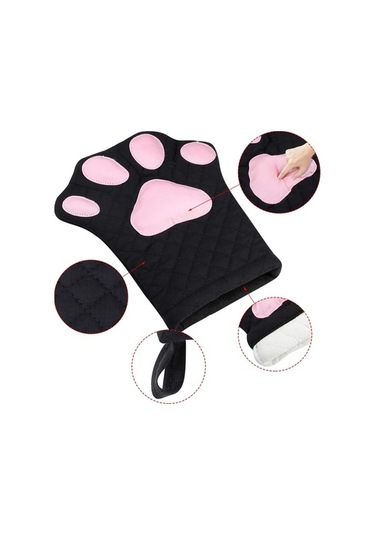 Ulzyvf Ve Tasarımı Pişirme Pamuk, Kedi Desenli Kapitone Izgara Isıya Dayanıklı Fırın Eldivenleri, Diğer Dayanıklı İp Diğer