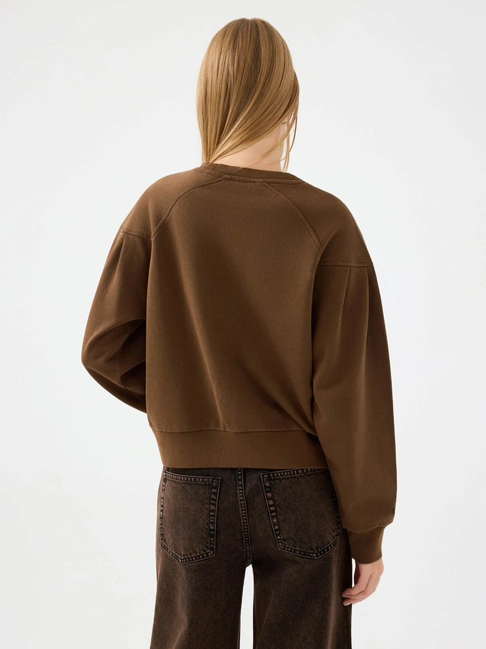 Loft Long Crop Kahverengi Kadın Sweatshirt Lf2041267 Kahverengi