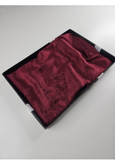 Miorel Scarfs G Desen Çift Taraflı Kaşmir İpek Şal 4 Mevsim Soft Pamuklu Şal Bordo