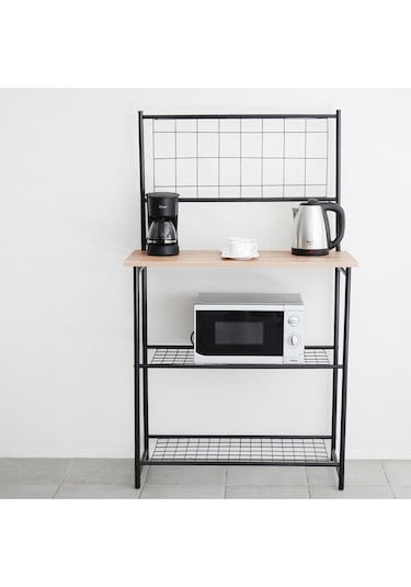 Weblonya Mutfak Bangosu Raf Bar Masası Çok Amaçlı Masa Siyah 5159