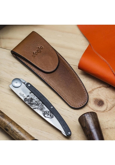 Deejo Kamp 37g Belt Leather Sheath, Natural Kahverengi