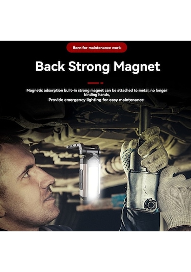 Opulentliving Çok Fonksiyonlu Usb Şarjlı Cob Led Çalışma Lambası - Katlanır Ve Askılı Siyah Siyah