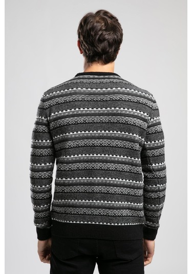 Miguel Erkek O Yaka Kazak Siyah-antrasit Desenli-21055 Siyah - Antrasit