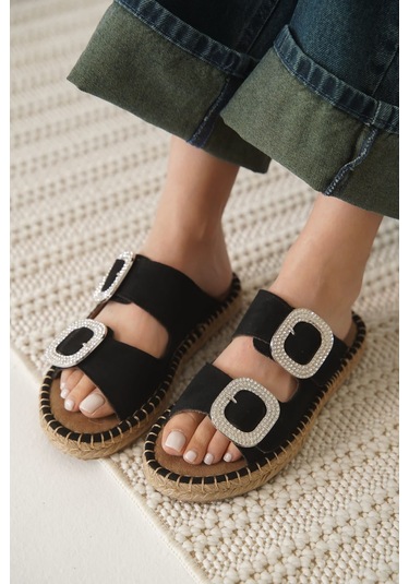 Kocadal Kocadal Tyna Süet Siyah Taşlı Kadın Terlik Muhtelif