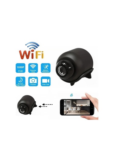Folinda Siyah Mini Wifi Kamera 1080p - 140 Geniş Açı, Hareket Algılama, App İzleme, Kart Desteği, Mikrofonlu Kayıt