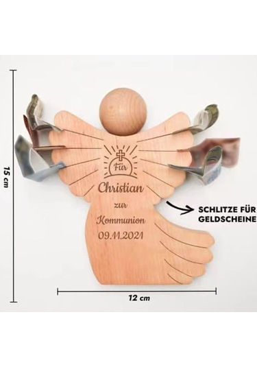 Suntek Oyma Ahşap Melek Heykelcik Dini Hediye Dekoratif Melek