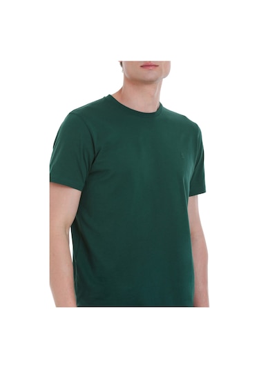 Yeşil Regular Fit 100% Pamuk Bisiklet Yaka Tişört 1996543 Yeşil-02