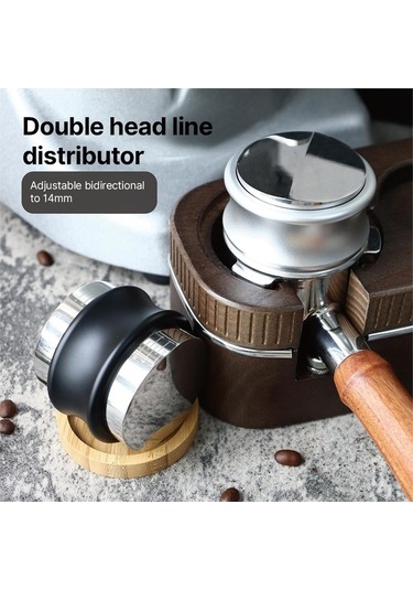 Createtech 53.3mm 2'si 1 Arada Kahve Dağıtıcı Ve Pres Paslanmaz Çelik Espresso Düzleştirici Ayarlanabilir Siyah Siyah