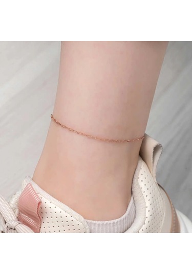 925 Ayar Gümüş Rose Zincir Desenli Halhal T8131 599599 A - Gümüş