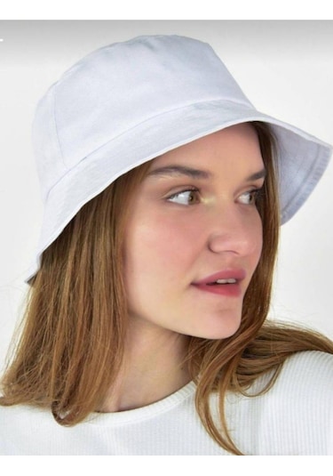 Emirteks Beyaz Unisex Panama Kova Bucket Şapka Beyaz
