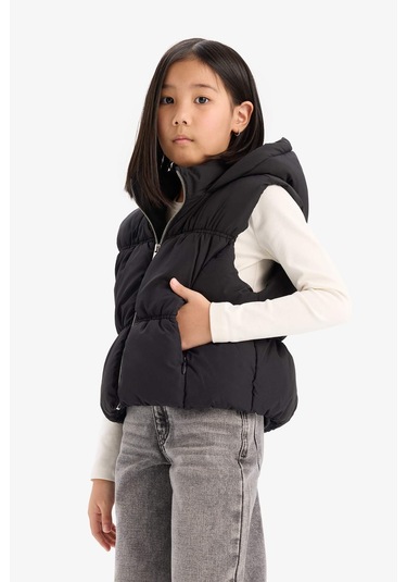 Defacto Kız Çocuk Su İtici Kapüşonlu Şişme Yelek C4971a825aubk27 Siyah