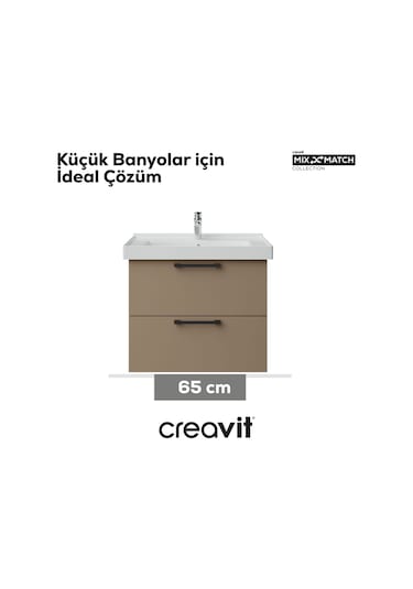 Creavit D20 65 Cm İki Çekmeceli Lavabo Dolabı Dafne Melamin Kapak Demonte Dafne