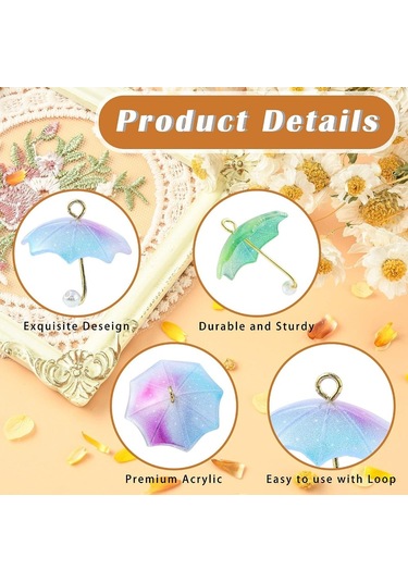 12 Adet Şemsiye Süsü Reçine 3d Şemsiye Şeklinde Yazlık Süsü Diğer