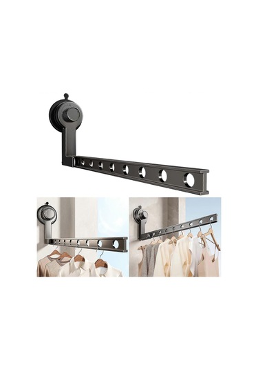 Ganzhoushop Balkon Ve Banyolar İçin Duvar Yüzeylerini Koruyan Kullanışlı Emiş Tabanlı Giysi Kurutma Çözümü Askısı Beyazgri Çok Renkli