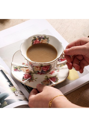 Suntek Kadınlar İçin Seramik Kahve Kupası 200 Ml Çiçek Çok Renkli
