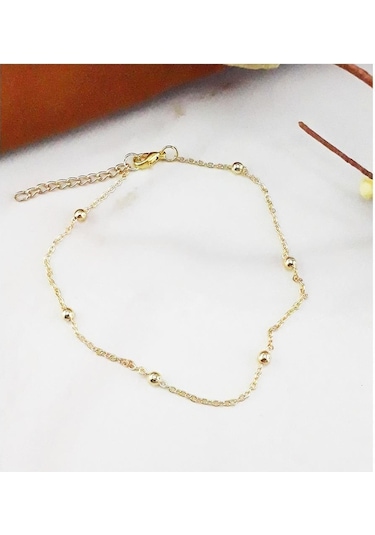 Bijustore Altın Kaplama Dorika Zincir Kadın Halhal Sarı