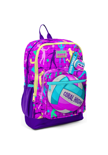 Coral High Kids Pembe Mor Voleybol Desenli Okul Sırt Çantası 23761