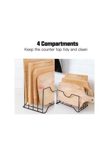 Ximistore9 Demir Mutfak Organizer: Tencere Kapağı, Kesme Tahtası Ve Tabakları Saklamak İçin Çok Fonksiyonlu, Deliksiz Konfigürasyonlu Sıralayıcı Siyah