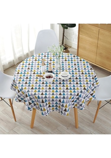 Kuzey Avrupa Tarzı Dayanıklı Ve Yıkanabilir Yuvarlak Masa Örtüsü - Renkli Desenli Polyester Pamuk Kumaş, 150 Cm Diğer Diğer
