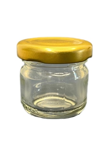 40ml Şeffaf Cam Konserve Kavanozu Gold Kapaklı, 12 Adet, Cam Kavanoz, Konserve Kavanozu, Reçel Kavanozu, Bal Kavanozu, Saklama Kavanozu Şeffaf