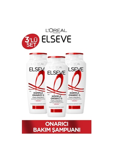 L'Oréal Paris Elseve Komple Onarıcı 5 Yapılandırıcı Bakım Şampuanı 3 x 300 ML