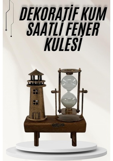 Muratech Hediyelik Eşya Retro Ahşap Deniz Feneri Kum Saati Biblo
