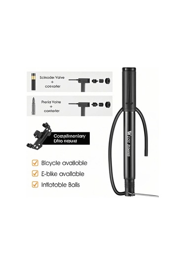 Ranyeek West Bıkıng Taşınabilir Bisiklet Pompası, 90psı Yüksek Basınç, Alüminyum Gövde, Bisiklet Ve Toplar İçin Siyah