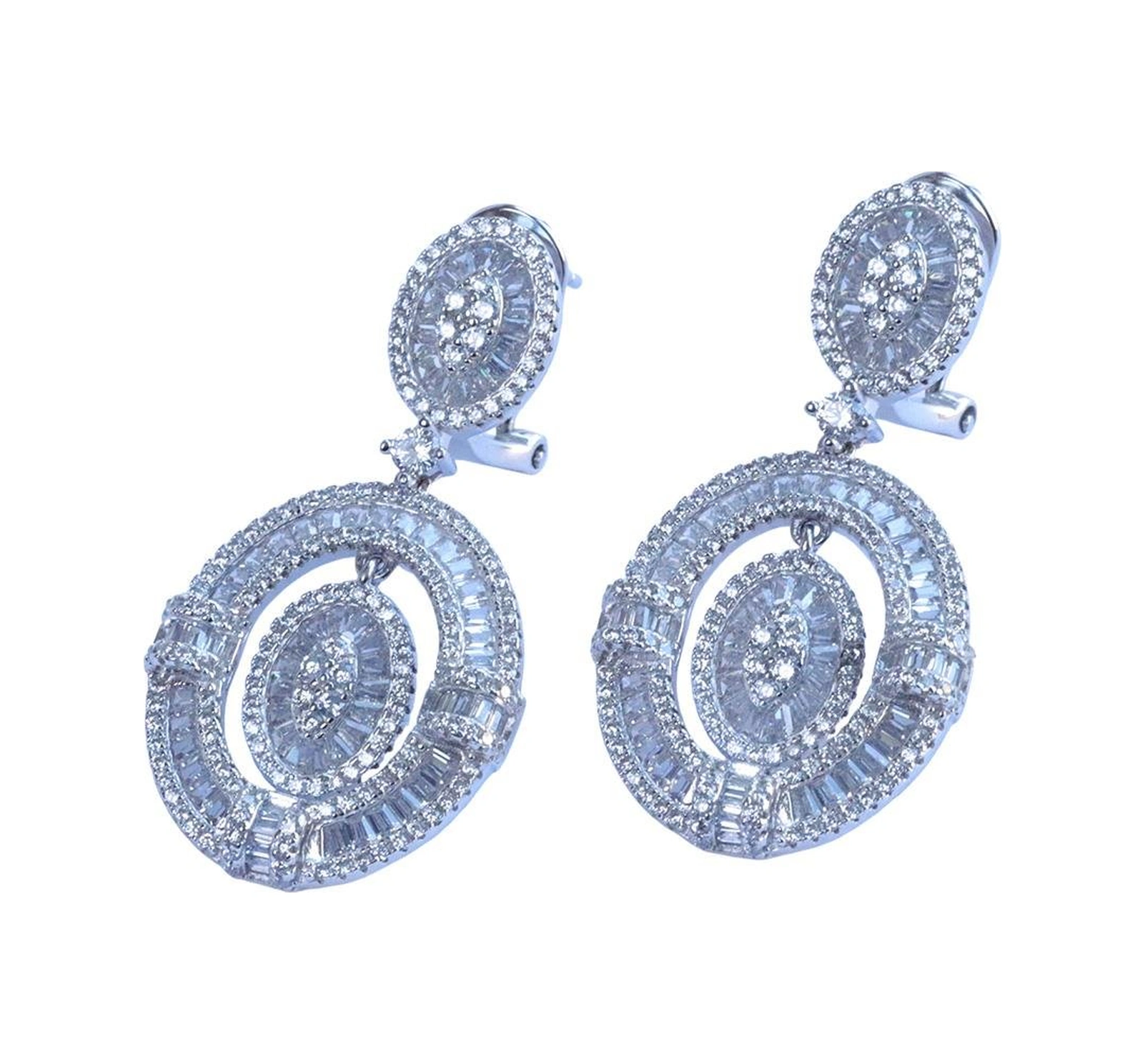 Baget Oval Işıltı Gümüş Küpe Gümüş