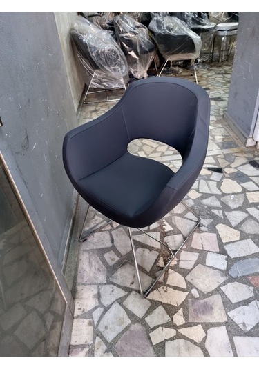 Bintaşmobilya Viva Antrasit Gri Deri Ofis Bekleme Koltuğu