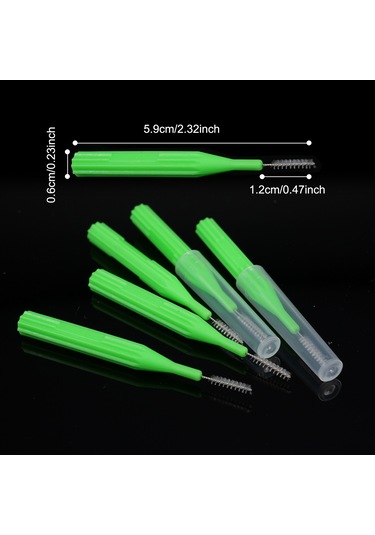 Qingmipy 100 Adet Diş Arası Fırçası Seti - Diş Temizliği Ve Ağız Sağlığı İçin Pratik Çözüm, Taşınabilir Saklama Kutusu İle Yeşil